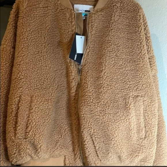 Catch Me In The Cold Fuzzy Bomber Jacket - Mocha - Picture 2 of 8